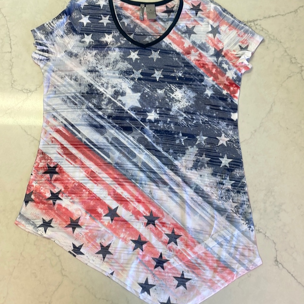 New Directions Stars & Stripes Knit Women’s Top Size Medium